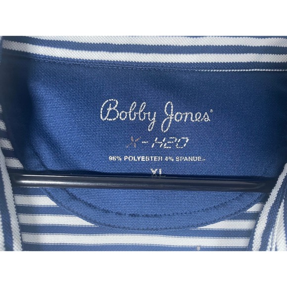 Bobby Jones X-H2O Georgia Tech Polo Shirt Mens XL Blue White Striped Golf - Picture 6 of 6
